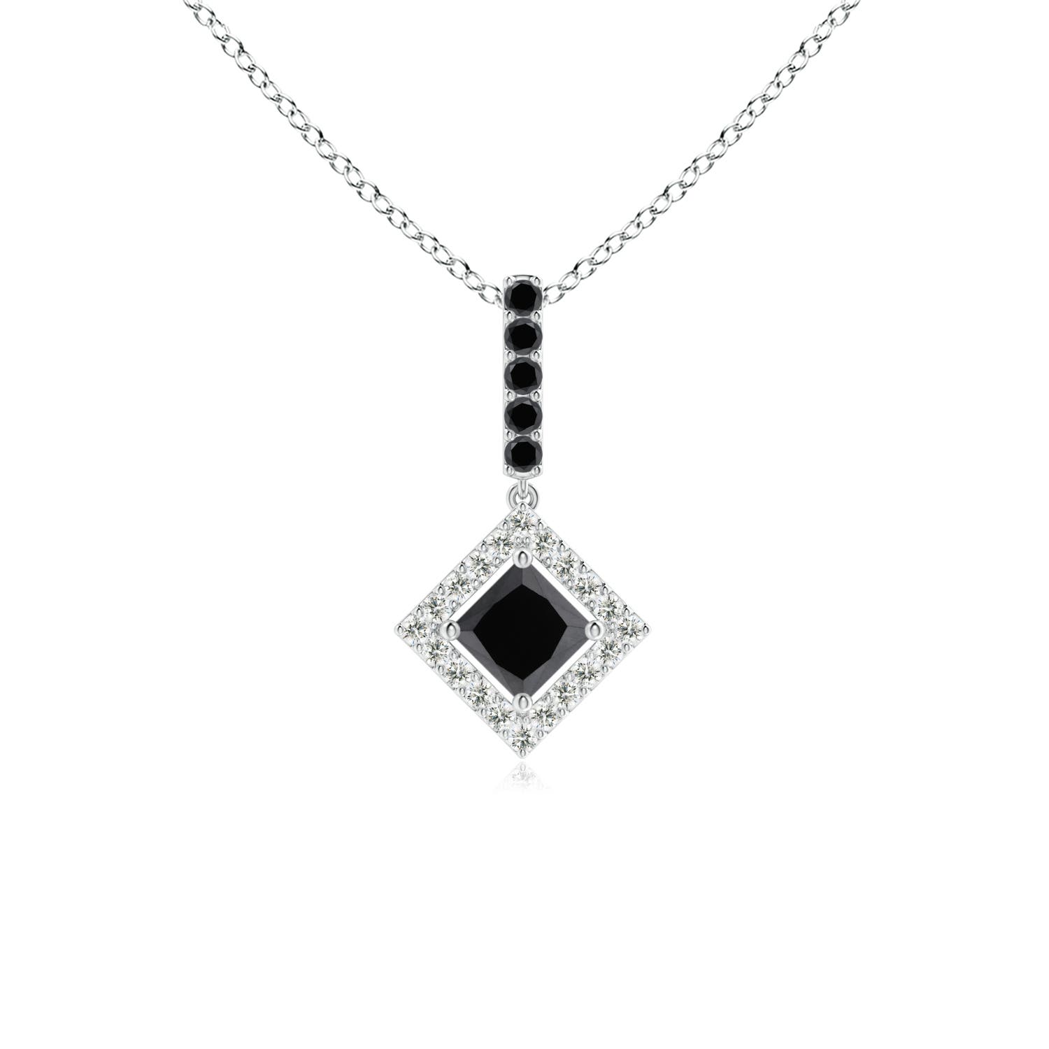 Floating Halo Princess-Cut Enhanced Black Diamond Pendant