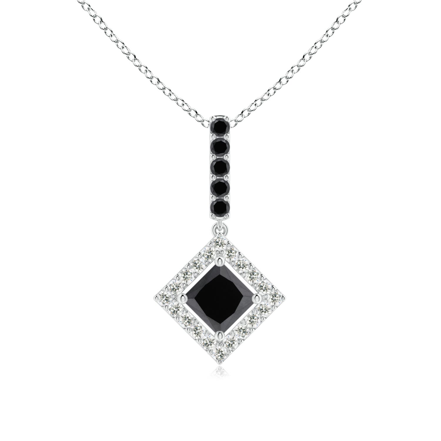 Floating Halo Princess-Cut Enhanced Black Diamond Pendant