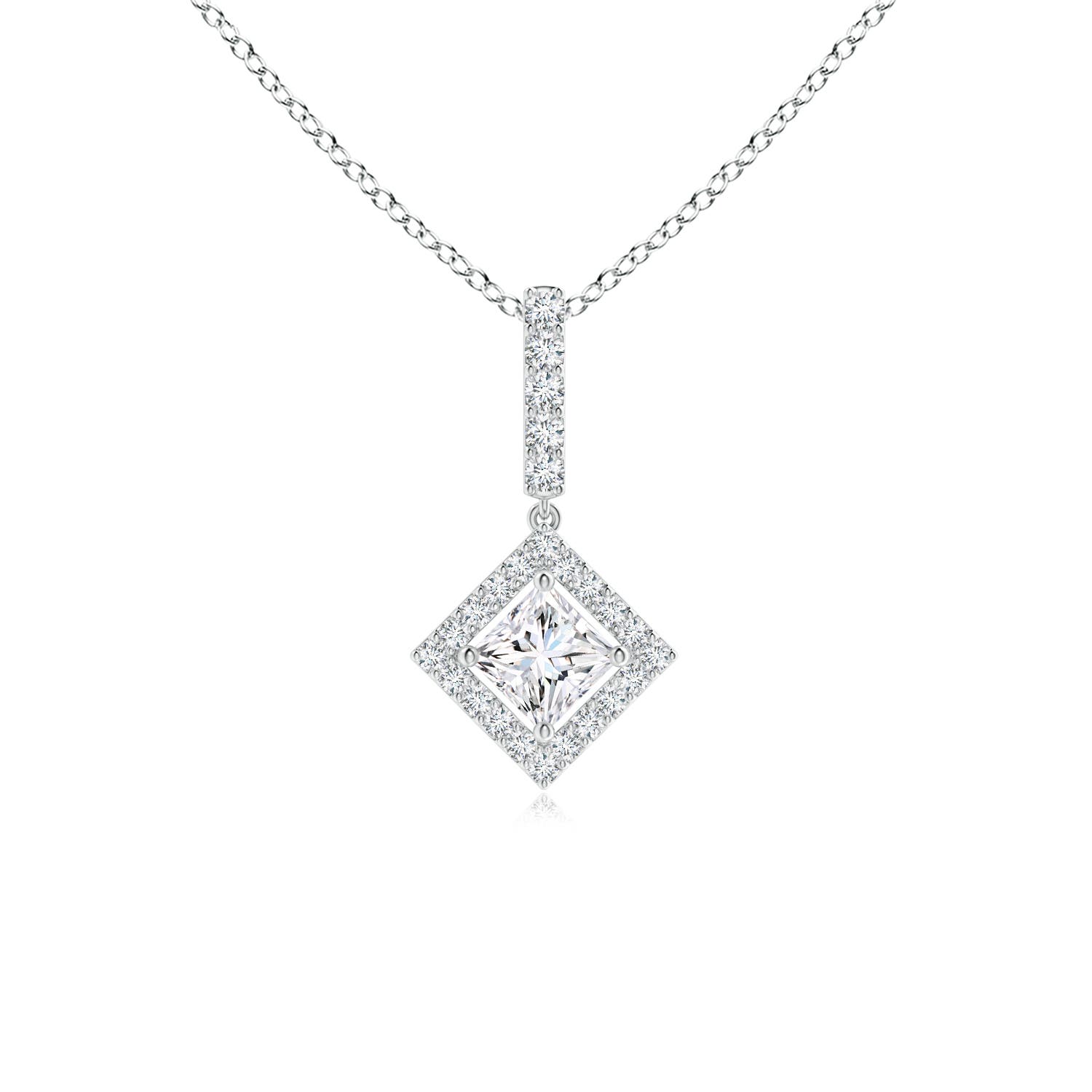 Floating Halo Princess-Cut Diamond Pendant