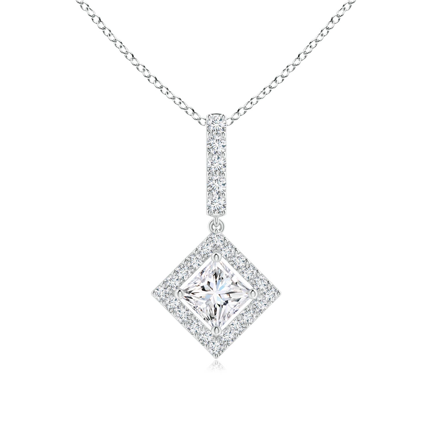 Floating Halo Princess-Cut Diamond Pendant