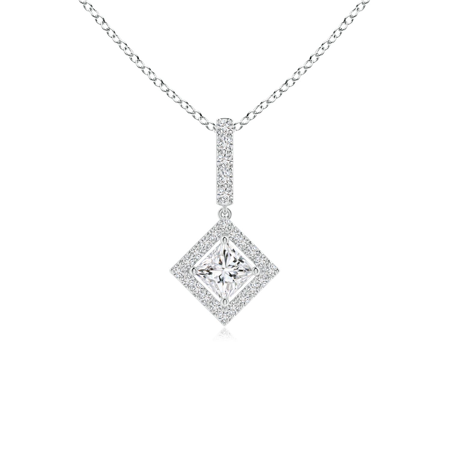 Floating Halo Princess-Cut Diamond Pendant