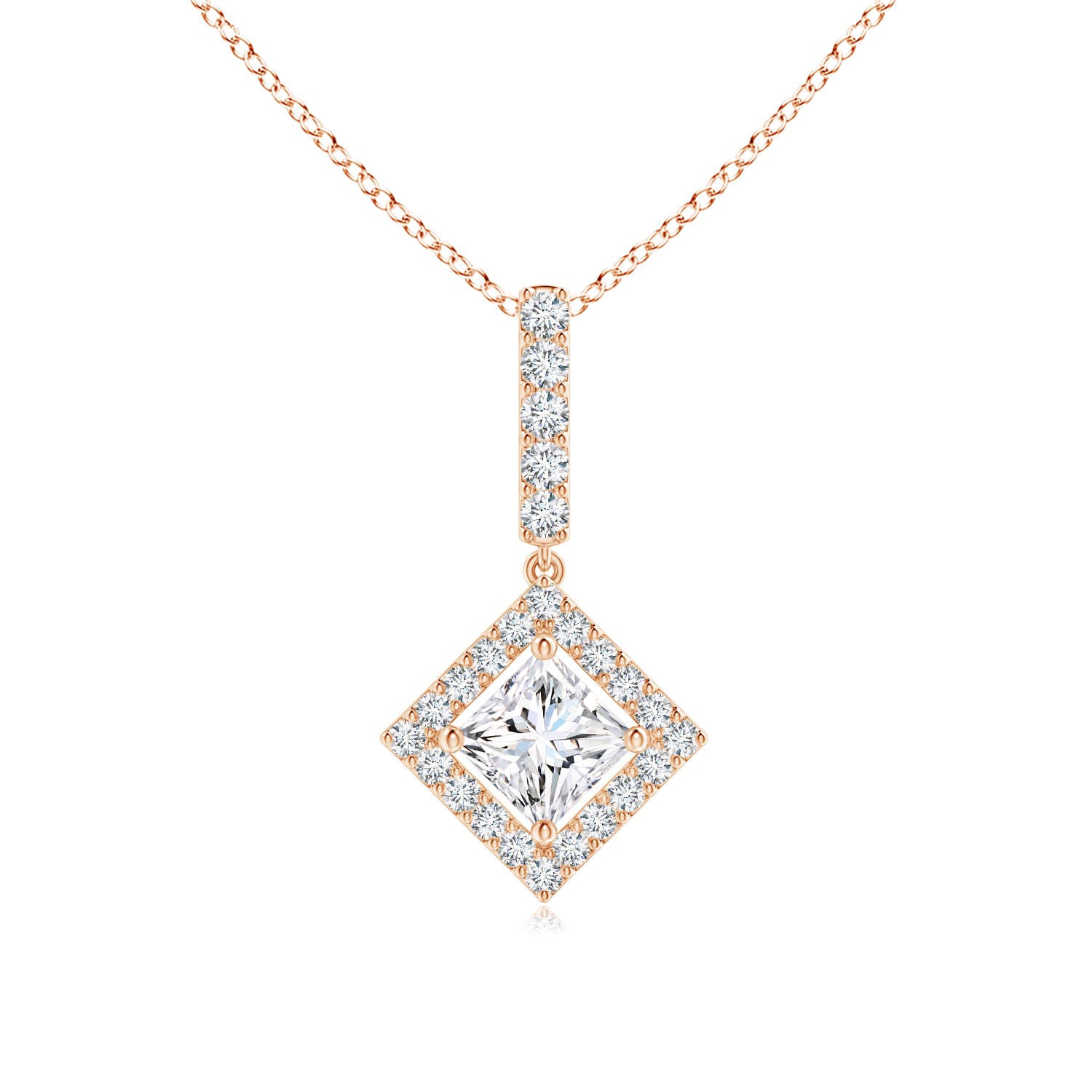 Floating Halo Princess-Cut Diamond Pendant