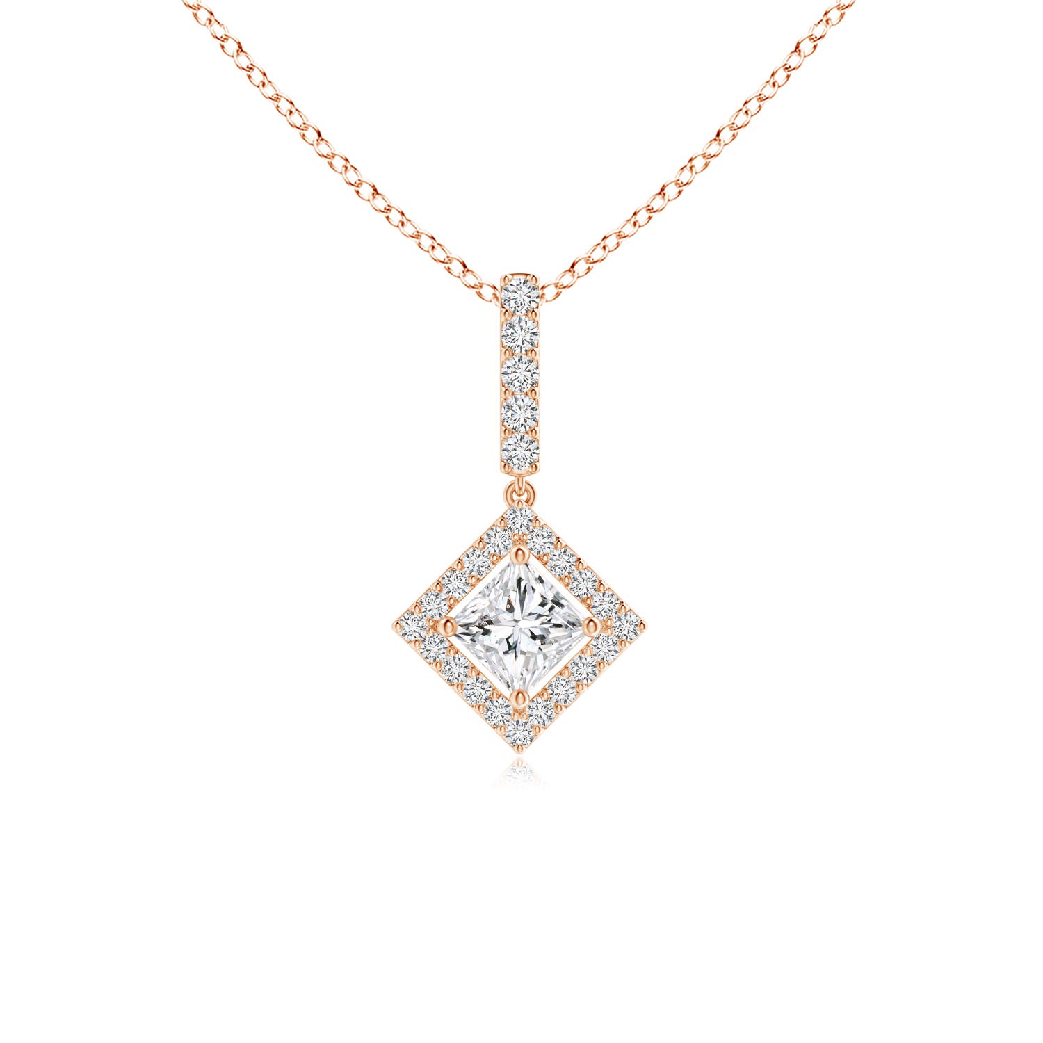 Floating Halo Princess-Cut Diamond Pendant