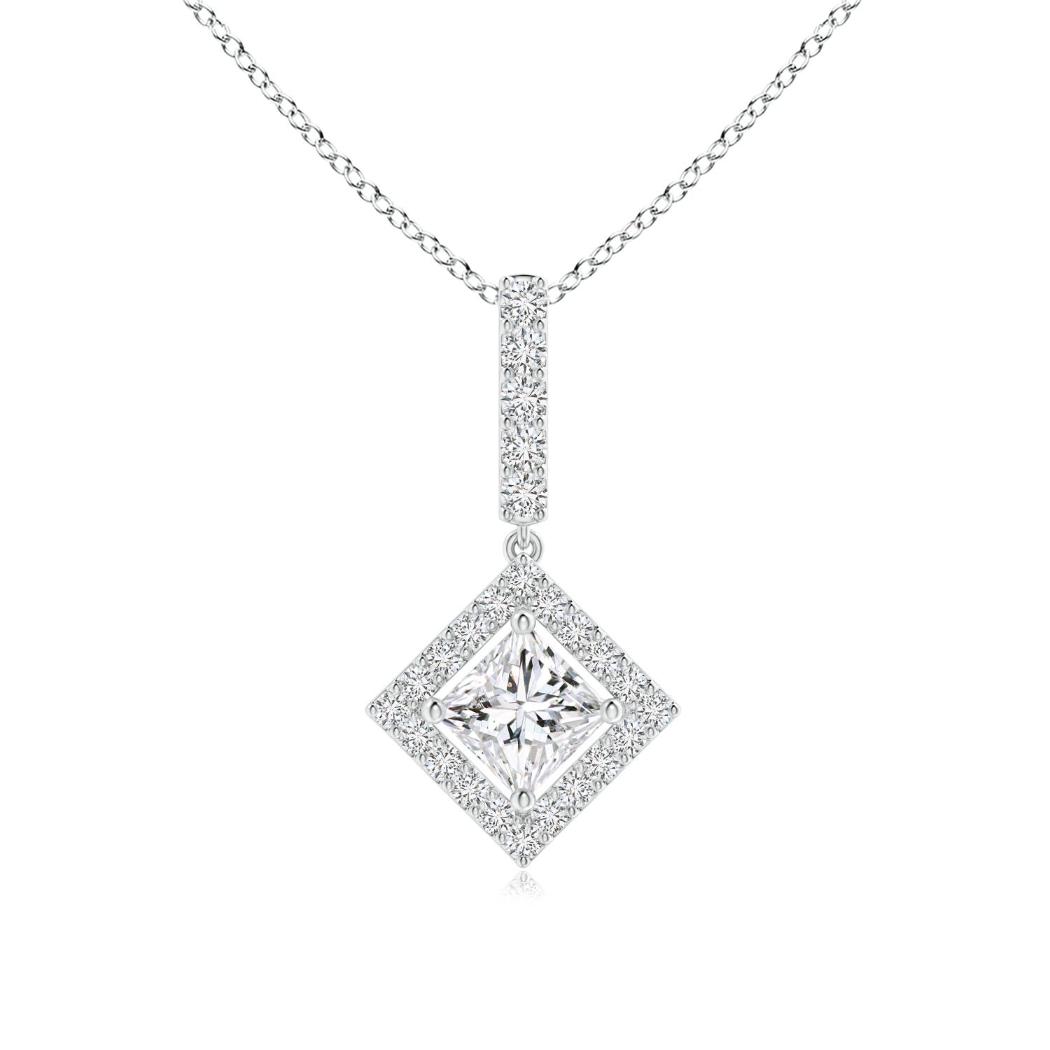 Floating Halo Princess-Cut Diamond Pendant