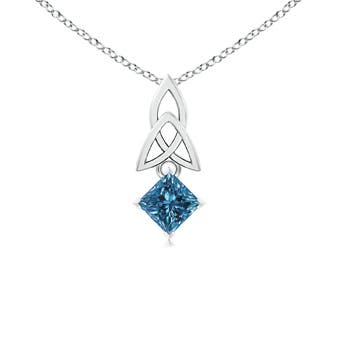 Princess-Cut Enhanced Blue Diamond Celtic Knot Pendant