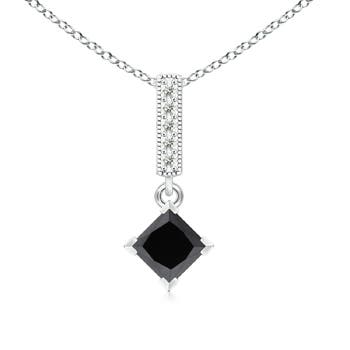 V Prong-Set Princess Enhanced Black Diamond Pendant