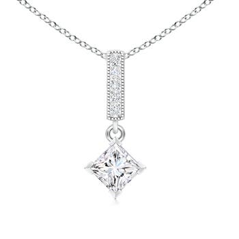 V Prong-Set Princess Diamond Pendant