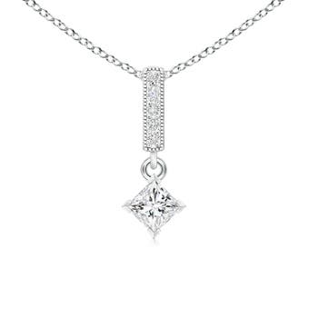 V Prong-Set Princess Diamond Pendant