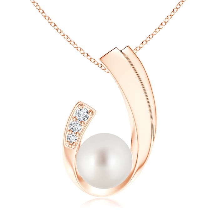 South Sea Cultured Pearl J-Shaped Pendant with Diamond
