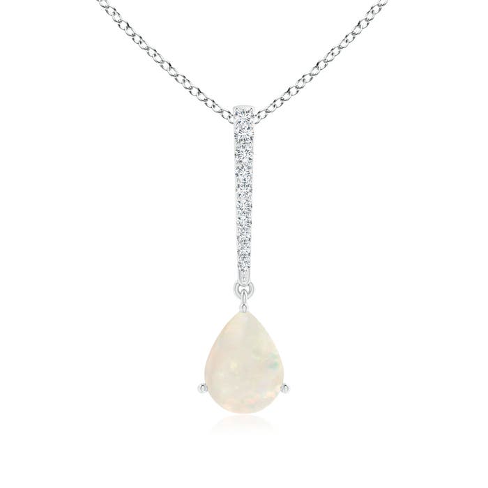 ANGARA 0.78 Ct Natural Opal Pear Shape Pendant Necklace With Diamond in Silver