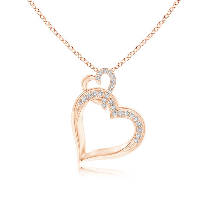 Interlinked Diamond Tilted Heart Pendant