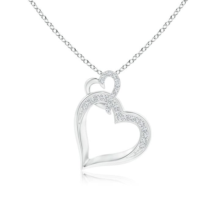 Interlinked Diamond Tilted Heart Pendant