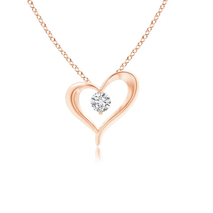 0 11ctw Solitaire Diamond Ribbon Heart Pendant Necklace In 14k Gold Platinum Ebay