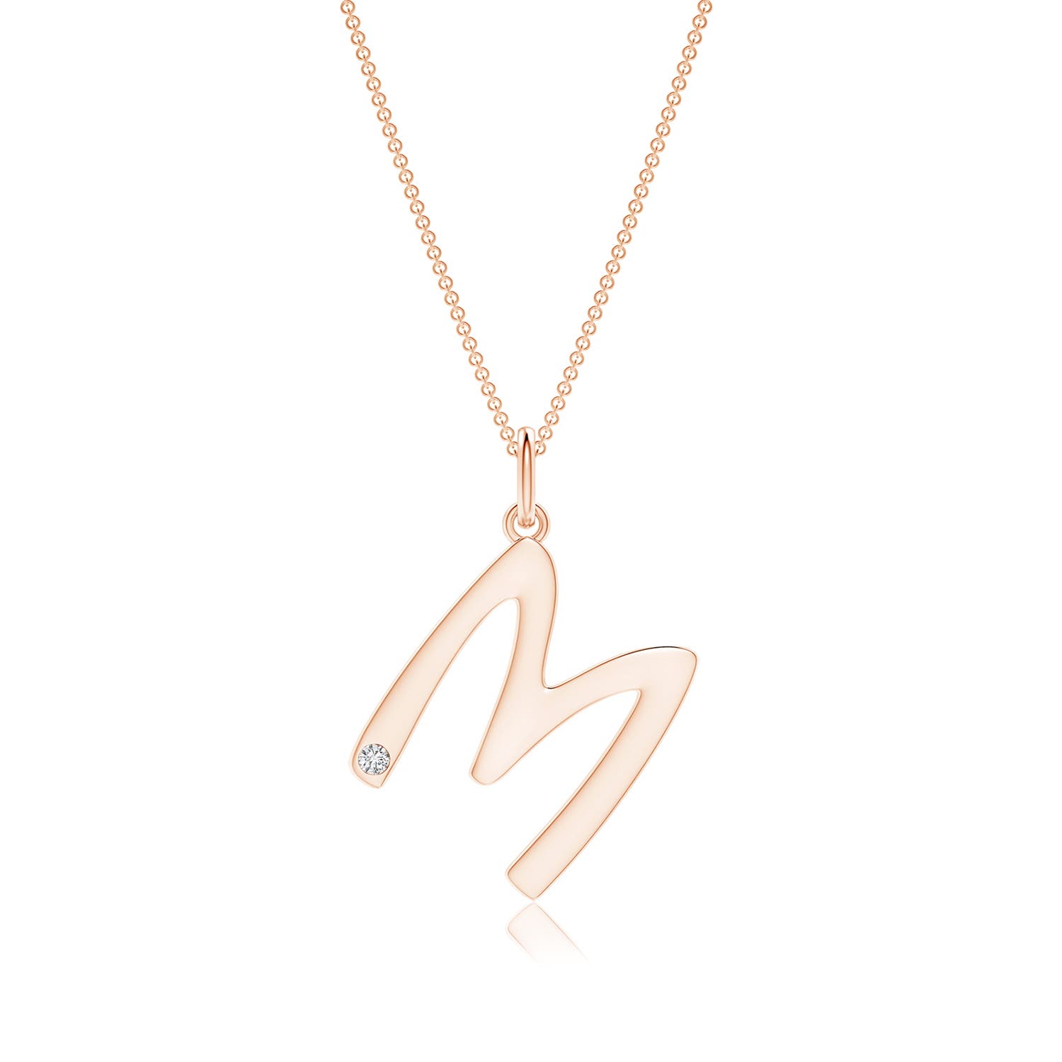 Gypsy Set Diamond Capital M Initial Pendant