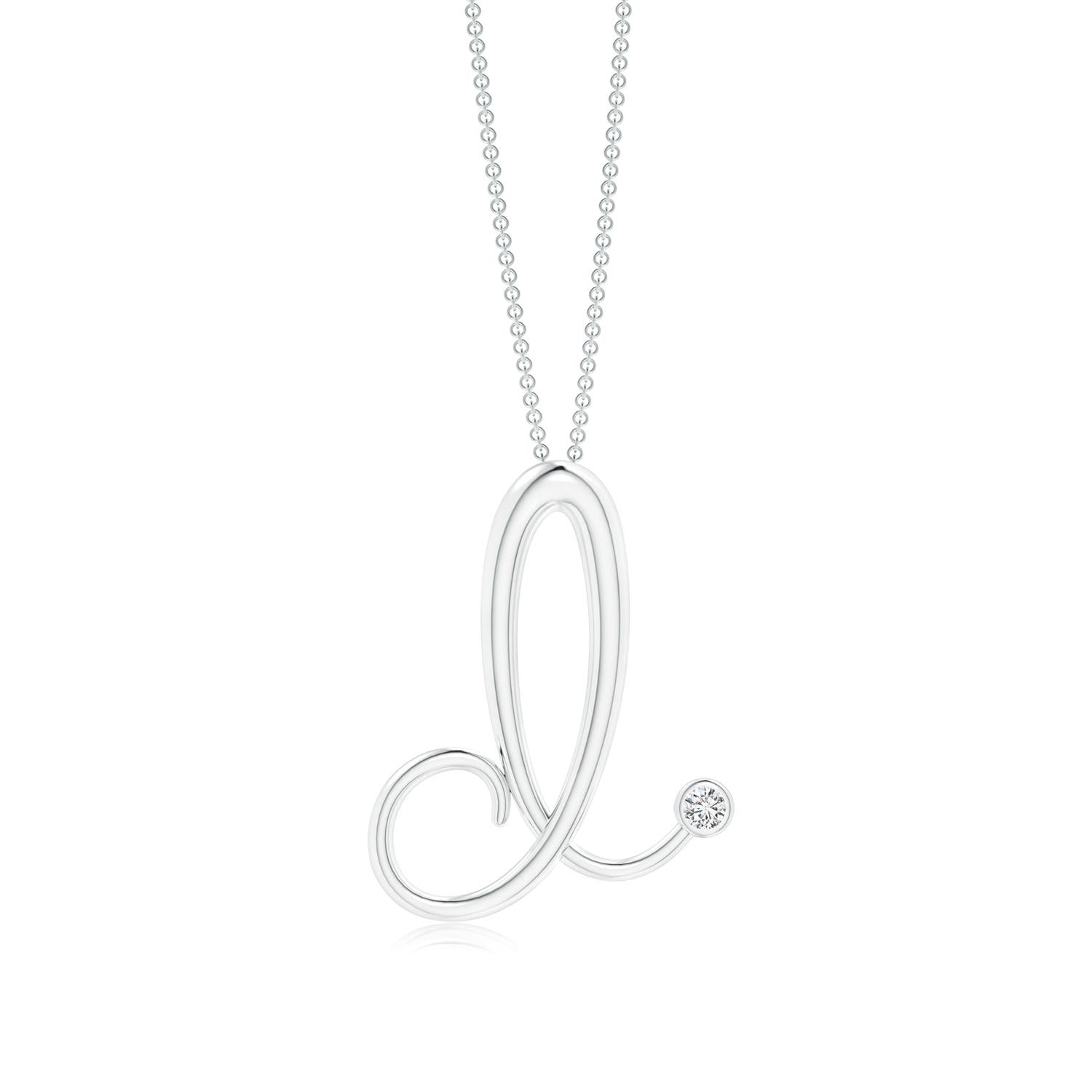 Bezel Set Diamond Lowercase D Initial Pendant