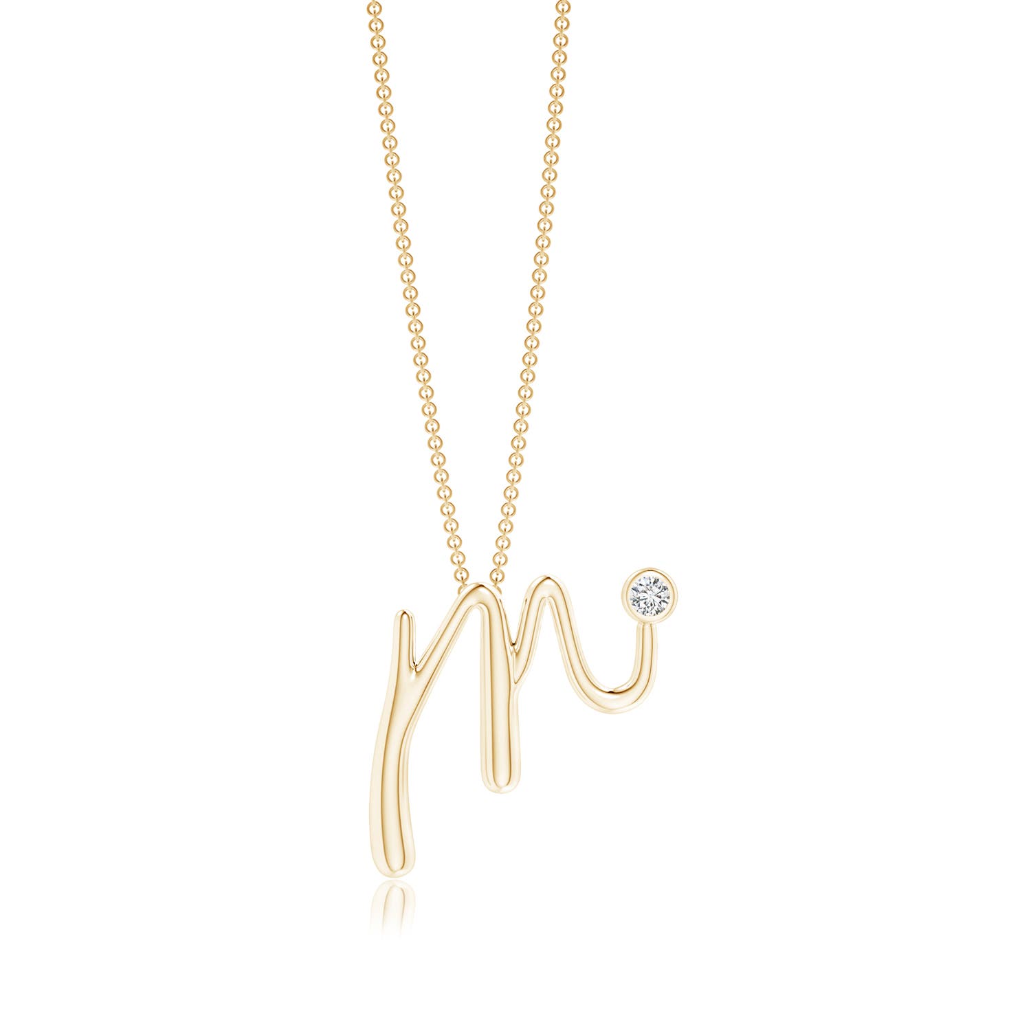 Diamond Letter M Pendant Necklace 14k Yellow Gold Platinum With 18 Diamond Letter M Pendant Necklace 14k Yellow Gold
