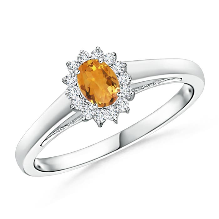 Princess Diana Inspired Citrine Ring with Diamond Halo