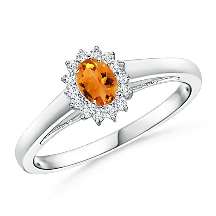 Princess Diana Inspired Citrine Ring with Diamond Halo