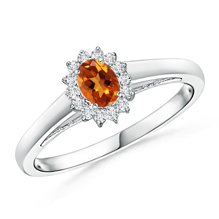 Princess Diana Inspired Citrine Ring with Diamond Halo