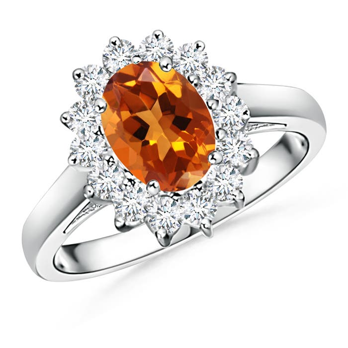Princess Diana Inspired Citrine Ring with Diamond Halo
