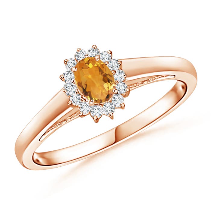 Princess Diana Inspired Citrine Ring with Diamond Halo