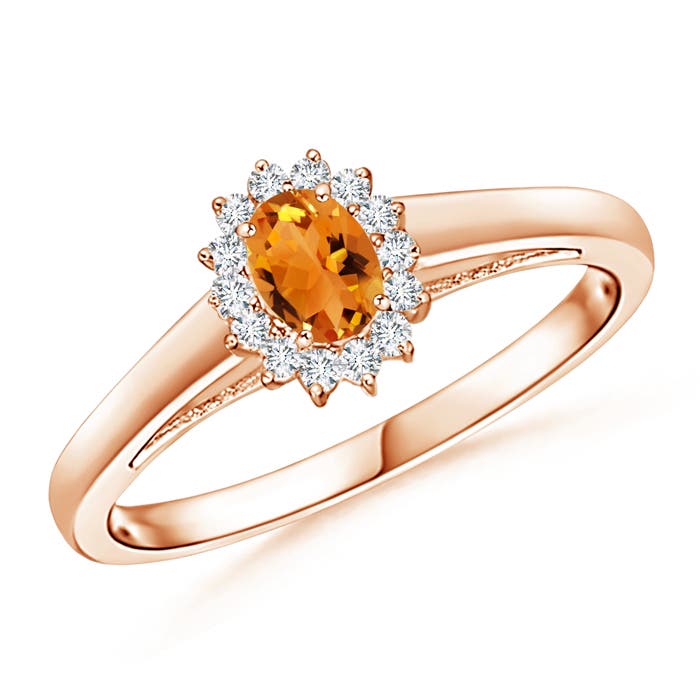 Princess Diana Inspired Citrine Ring with Diamond Halo