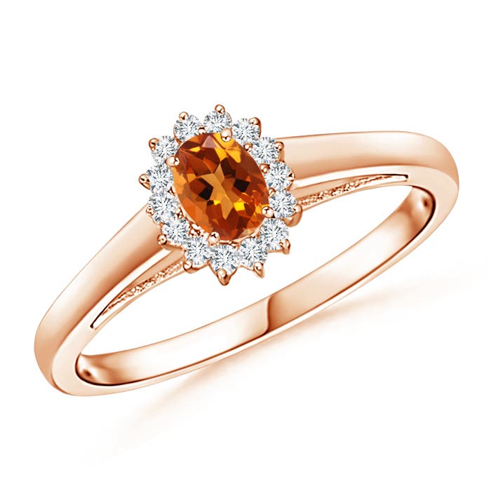 Princess Diana Inspired Citrine Ring with Diamond Halo