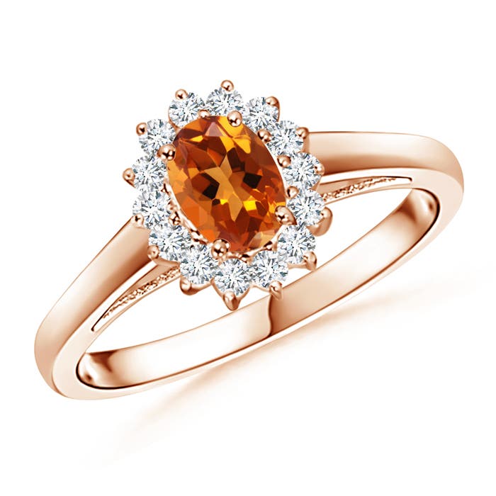 Princess Diana Inspired Citrine Ring with Diamond Halo