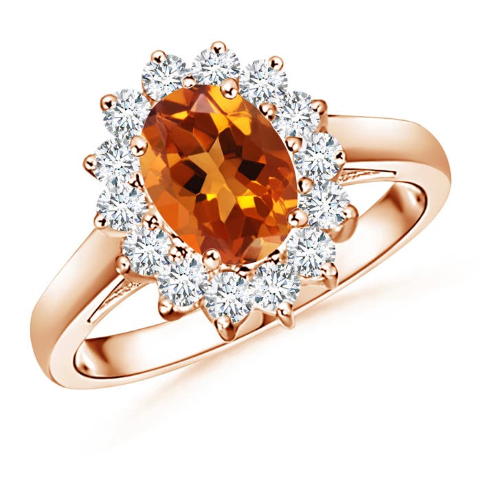 Princess Diana Inspired Citrine Ring with Diamond Halo