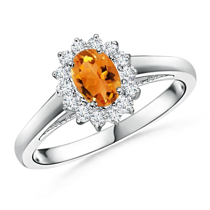 Princess Diana Inspired Citrine Ring with Diamond Halo