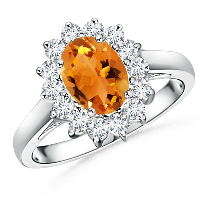 Princess Diana Inspired Citrine Ring with Diamond Halo