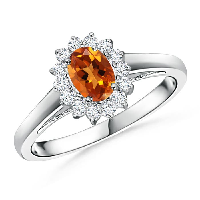 Princess Diana Inspired Citrine Ring with Diamond Halo