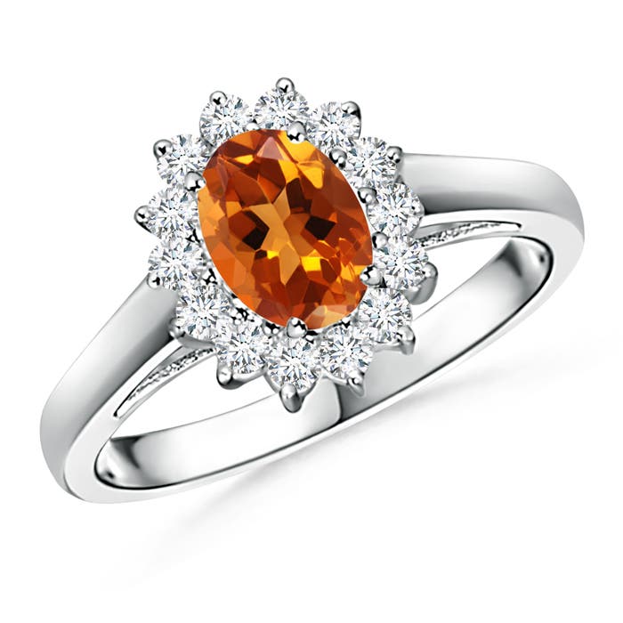 Princess Diana Inspired Citrine Ring with Diamond Halo