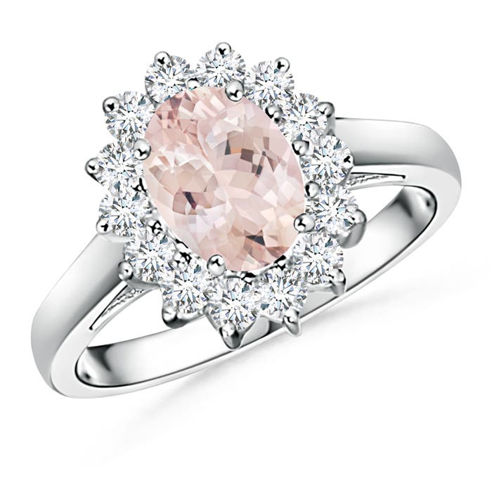Princess Diana Inspired Morganite Ring with Diamond Halo