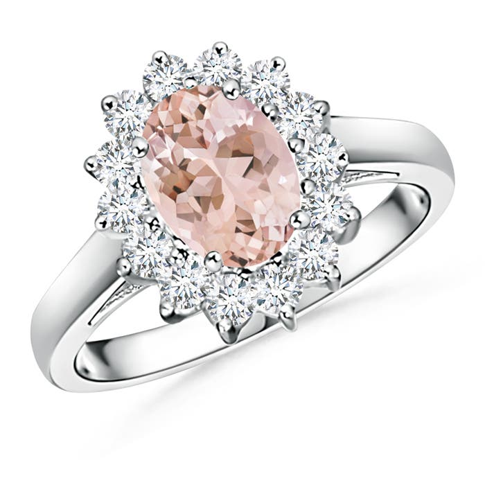 Princess Diana Inspired Morganite Ring with Diamond Halo