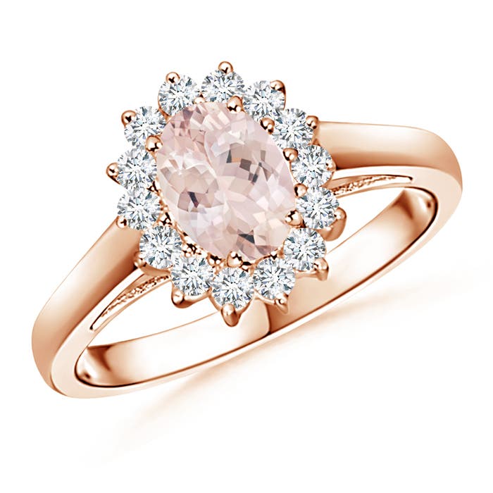Princess Diana Inspired Morganite Ring with Diamond Halo