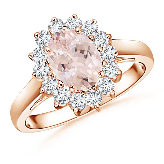 Princess Diana Inspired Morganite Ring with Diamond Halo