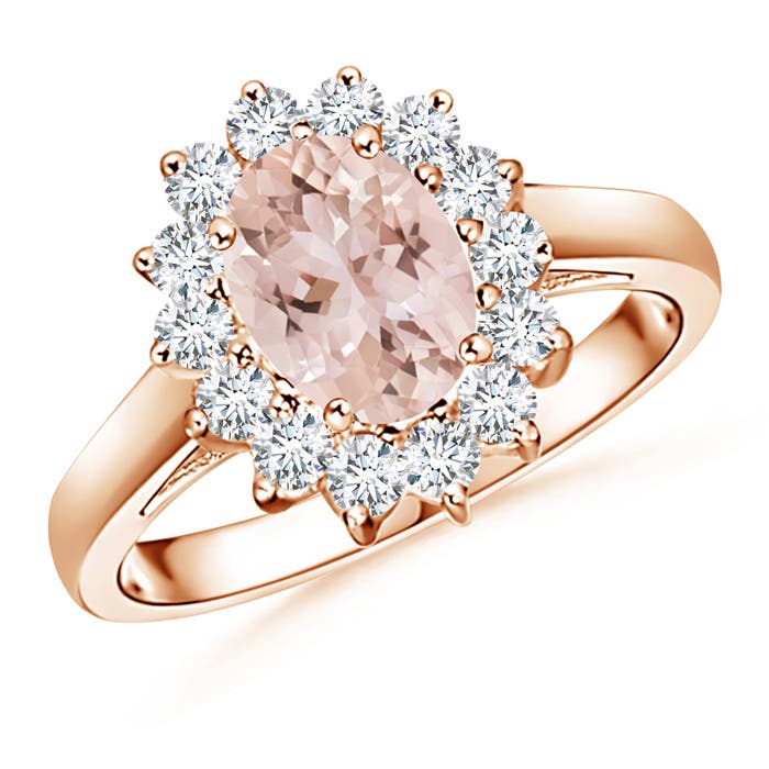 Princess Diana Inspired Morganite Ring with Diamond Halo