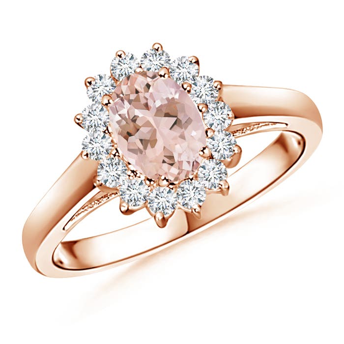 Princess Diana Inspired Morganite Ring with Diamond Halo
