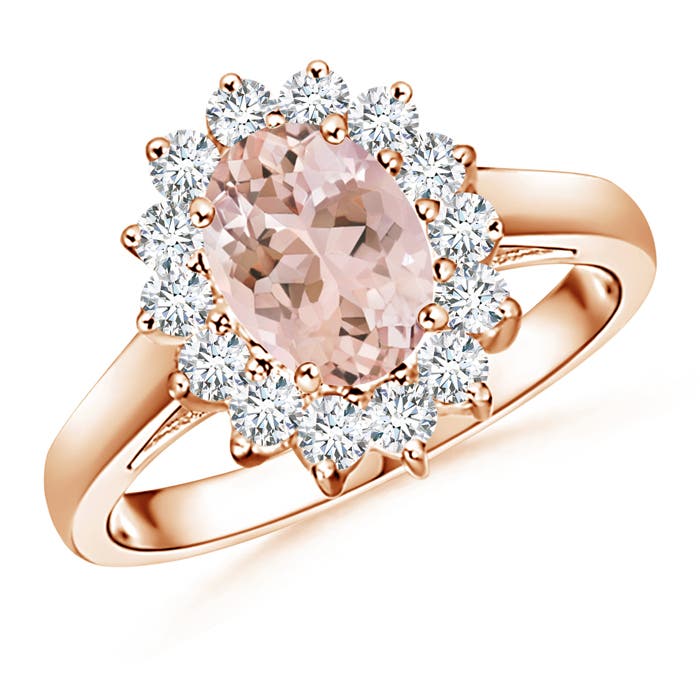 Princess Diana Inspired Morganite Ring with Diamond Halo