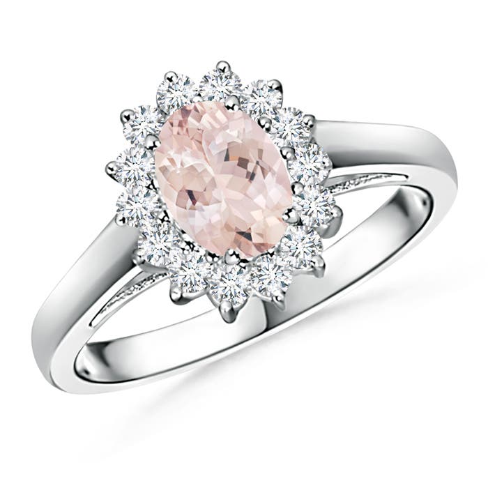 Princess Diana Inspired Morganite Ring with Diamond Halo
