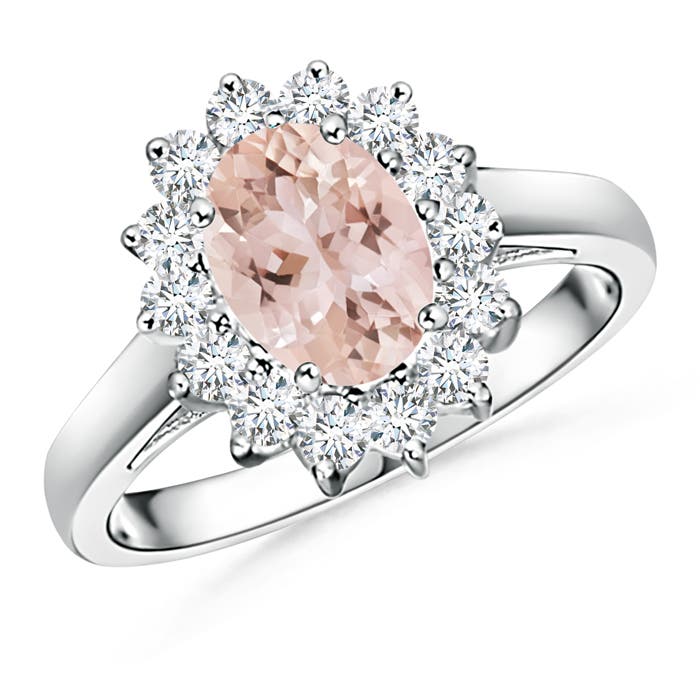 Princess Diana Inspired Morganite Ring with Diamond Halo