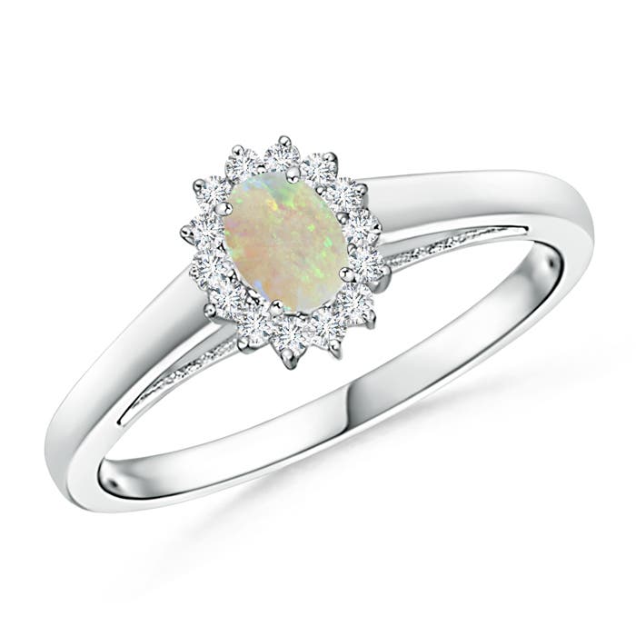Princess Diana Inspired Opal Ring with Diamond Halo