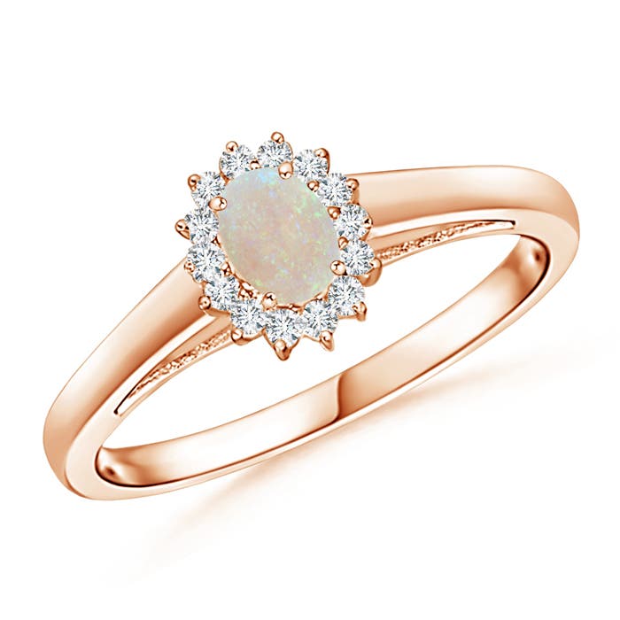 Princess Diana Inspired Opal Ring with Diamond Halo