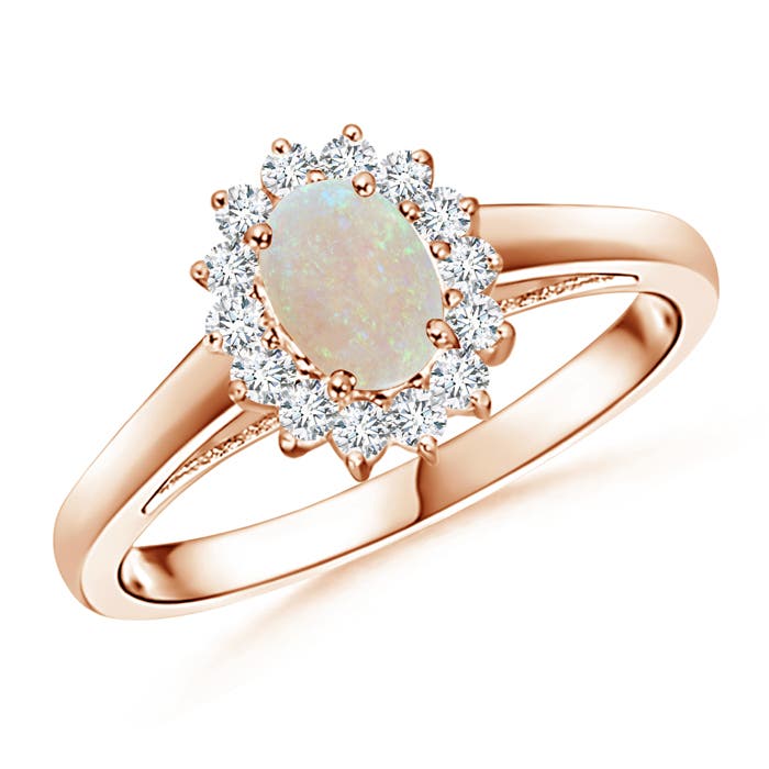 Princess Diana Inspired Opal Ring with Diamond Halo
