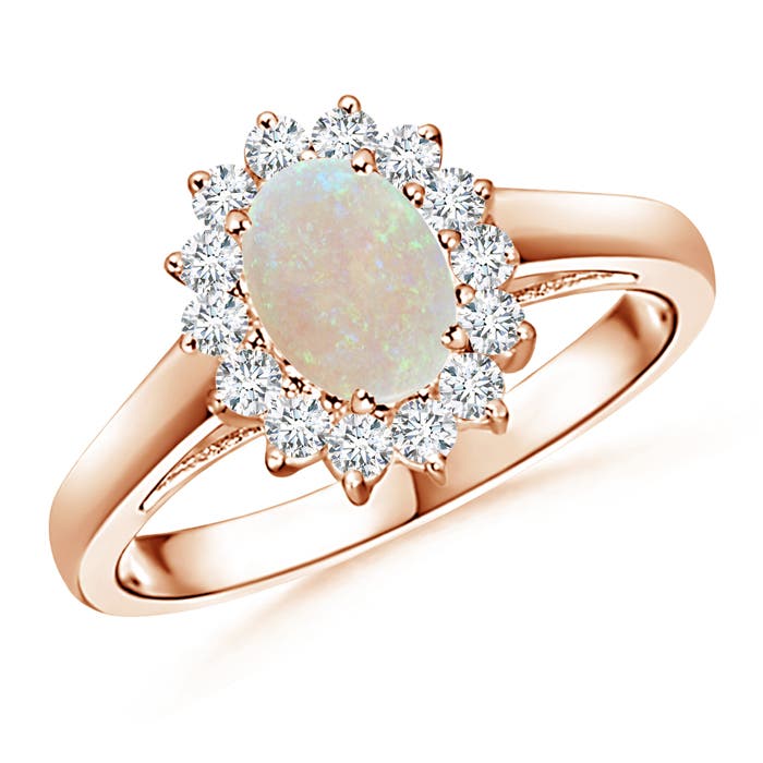 Princess Diana Inspired Opal Ring with Diamond Halo
