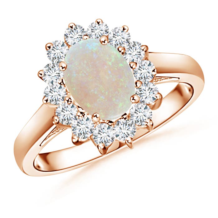 Princess Diana Inspired Opal Ring with Diamond Halo