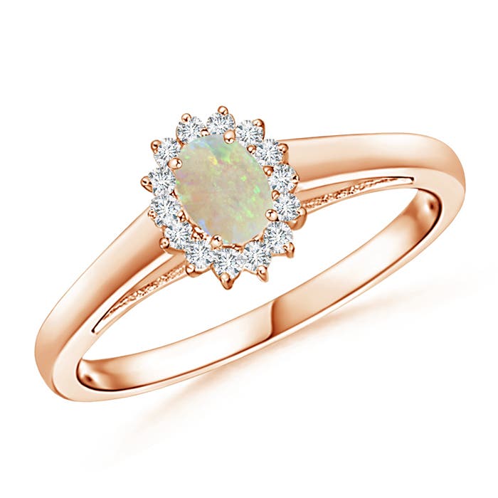 Princess Diana Inspired Opal Ring with Diamond Halo