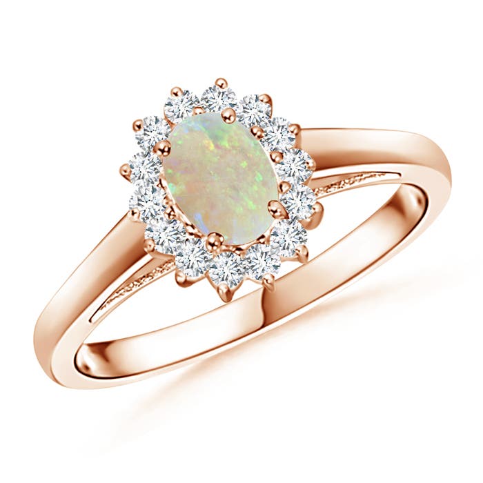 Princess Diana Inspired Opal Ring with Diamond Halo