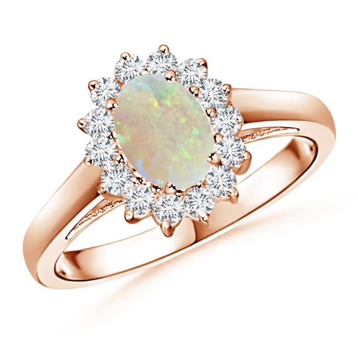 Princess Diana Inspired Opal Ring with Diamond Halo